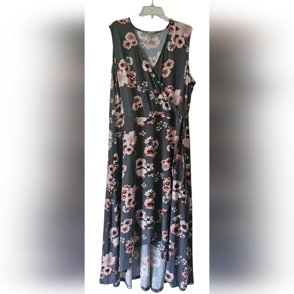 Faux Wrap Sleeveless High Low Dress Plus Size Women 3X - Picture 1 of 5